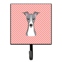 "Caroline's Treasures BB1236SH4 Checkerboard Pink Italian Greyhound Leash or Key Holder, Small, Multicolor"