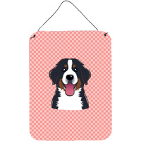 "Caroline's Treasures Checkerboard Pink Bernese Mountain Dog Wall or Door Hanging Prints, 16"" x 12"""