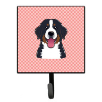 "Caroline's Treasures BB1237SH4 Checkerboard Pink Bernese Mountain Dog Leash or Key Holder, Small, Multicolor"