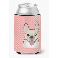 Checkerboard Pink French Bulldog Can or Bottle Hugger BB1238CC