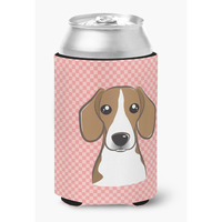 Checkerboard Pink Beagle Can or Bottle Hugger BB1239CC