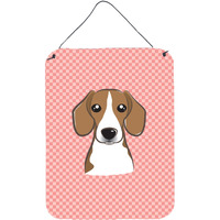"Caroline's Treasures Checkerboard Pink Beagle Wall or Door Hanging Prints, 16"" x 12"""
