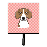 "Caroline's Treasures BB1239SH4 Checkerboard Pink Beagle Leash or Key Holder, Small, Multicolor"