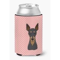 Checkerboard Pink Min Pin Can or Bottle Hugger BB1240CC