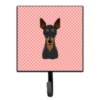 "Caroline's Treasures BB1240SH4 Checkerboard Pink Min Pin Leash or Key Holder, Small, Multicolor"