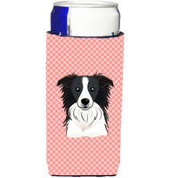 Checkerboard Pink Border Collie Ultra Beverage Insulators for slim cans BB1241MUK