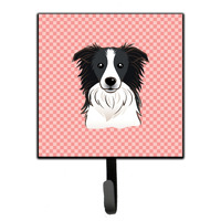 "Caroline's Treasures BB1241SH4 Checkerboard Pink Border Collie Leash or Key Holder, Small, Multicolor"