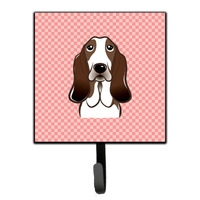 "Caroline's Treasures BB1243SH4 Checkerboard Pink Basset Hound Leash or Key Holder, Small, Multicolor"