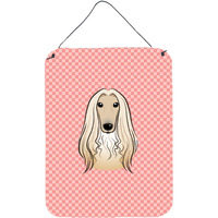 "Caroline's Treasures Checkerboard Pink Afghan Hound Wall or Door Hanging Prints, 16"" x 12"""