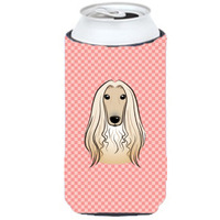 Checkerboard Pink Afghan Hound Tall Boy Beverage Insulator Hugger BB1244TBC