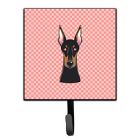 "Caroline's Treasures BB1245SH4 Checkerboard Pink Doberman Leash or Key Holder, Small, Multicolor"