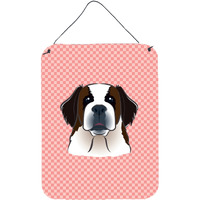 "Caroline's Treasures Checkerboard Pink Saint Bernard Wall or Door Hanging Prints, 16"" x 12"""