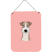 "Caroline's Treasures Checkerboard Pink Wire Haired Fox Terrier Wall or Door Hanging Prints, 16"" x 12"""