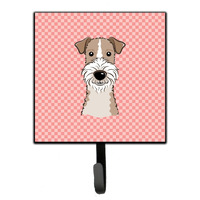 "Caroline's Treasures BB1247SH4 Checkerboard Pink Wire Haired Fox Terrier Leash or Key Holder, Small, Multicolor"