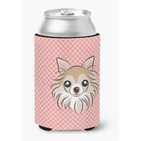 Checkerboard Pink Chihuahua Can or Bottle Hugger BB1251CC