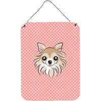 "Caroline's Treasures Checkerboard Pink Chihuahua Wall or Door Hanging Prints, 16"" x 12"""