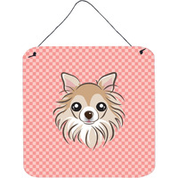 "Caroline's Treasures Checkerboard Pink Chihuahua Wall or Door Hanging Prints, 6 x 6"""