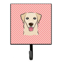 "Caroline's Treasures BB1252SH4 Checkerboard Pink Golden Retriever Leash or Key Holder, Small, Multicolor"