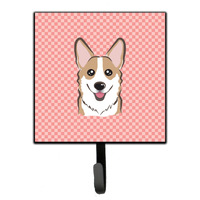 "Caroline's Treasures BB1253SH4 Checkerboard Pink Corgi Leash or Key Holder, Small, Multicolor"