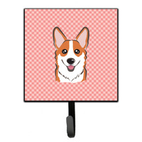 "Caroline's Treasures BB1254SH4 Checkerboard Pink Corgi Leash or Key Holder, Small, Multicolor"