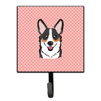 "Caroline's Treasures BB1255SH4 Checkerboard Pink Corgi Leash or Key Holder, Small, Multicolor"