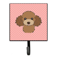 "Caroline's Treasures BB1256SH4 Checkerboard Pink Chocolate Brown Poodle Leash or Key Holder, Small, Multicolor"