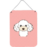 "Caroline's Treasures Checkerboard Pink White Poodle Wall or Door Hanging Prints, 16"" x 12"""