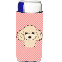 Checkerboard Pink Buff Poodle Ultra Beverage Insulators for slim cans BB1258MUK