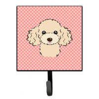 "Caroline's Treasures BB1258SH4 Checkerboard Pink Buff Poodle Leash or Key Holder, Small, Multicolor"