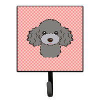 "Caroline's Treasures BB1259SH4 Checkerboard Pink Silver Gray Poodle Leash or Key Holder, Small, Multicolor"
