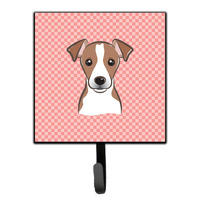 "Caroline's Treasures BB1260SH4 Checkerboard Pink Jack Russell Terrier Leash or Key Holder, Small, Multicolor"