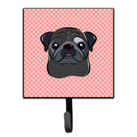 "Caroline's Treasures BB1263SH4 Checkerboard Pink Black Pug Leash or Key Holder, Small, Multicolor"