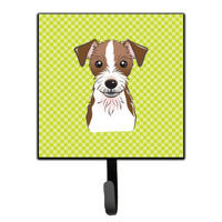 "Caroline's Treasures BB1264SH4 Checkerboard Lime Green Jack Russell Terrier Leash or Key Holder, Small, Multicolor"