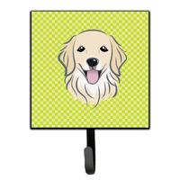 "Caroline's Treasures BB1267SH4 Checkerboard Lime Green Golden Retriever Leash or Key Holder, Small, Multicolor"