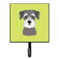 "Caroline's Treasures BB1268SH4 Checkerboard Lime Green Schnauzer Leash or Key Holder, Small, Multicolor"