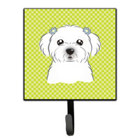 "Caroline's Treasures BB1270SH4 Checkerboard Lime Green Maltese Leash or Key Holder, Small, Multicolor"