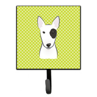 "Caroline's Treasures BB1271SH4 Checkerboard Lime Green Bull Terrier Leash or Key Holder, Small, Multicolor"