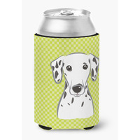Checkerboard Lime Green Dalmatian Can or Bottle Hugger BB1272CC