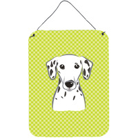 "Caroline's Treasures Checkerboard Lime Green Dalmatian Wall or Door Hanging Prints, 16"" x 12"""