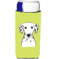Checkerboard Lime Green Dalmatian Ultra Beverage Insulators for slim cans BB1272MUK