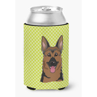 Checkerboard Lime Green German Shepherd Can or Bottle Hugger BB1273CC
