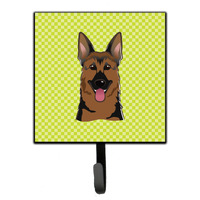 "Caroline's Treasures BB1273SH4 Checkerboard Lime Green German Shepherd Leash or Key Holder, Small, Multicolor"