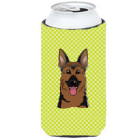 Checkerboard Lime Green German Shepherd Tall Boy Beverage Insulator Hugger BB1273TBC
