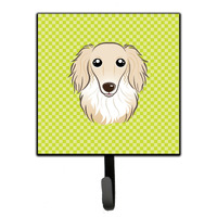 "Caroline's Treasures BB1274SH4 Checkerboard Lime Green Longhair Creme Dachshund Leash or Key Holder, Small, Multicolor"