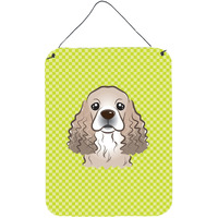 "Caroline's Treasures Checkerboard Lime Green Cocker Spaniel Wall or Door Hanging Prints, 16"" x 12"""