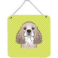 "Caroline's Treasures Checkerboard Lime Green Cocker Spaniel Wall or Door Hanging Prints, 6 x 6"""