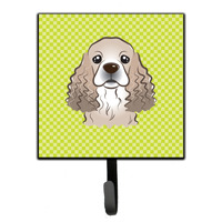 "Caroline's Treasures BB1278SH4 Checkerboard Lime Green Cocker Spaniel Leash or Key Holder, Small, Multicolor"