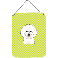"Caroline's Treasures Checkerboard Lime Green Bichon Frise Wall or Door Hanging Prints, 16"" x 12"""