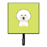 "Caroline's Treasures BB1279SH4 Checkerboard Lime Green Bichon Frise Leash or Key Holder, Small, Multicolor"