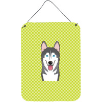 "Caroline's Treasures Checkerboard Lime Green Alaskan Malamute Wall or Door Hanging Prints, 16"" x 12"""